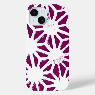 Coque Pour iPhone 15 Motif géométrique mûre et blanc