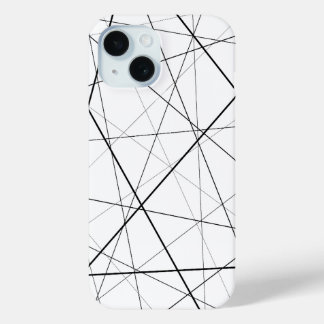 Coque Pour iPhone 15 Motif géométrique noir et blanc