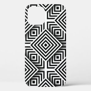 Case-Mate iPhone Case Motif géométrique. Noir et blanc. Carrés et st