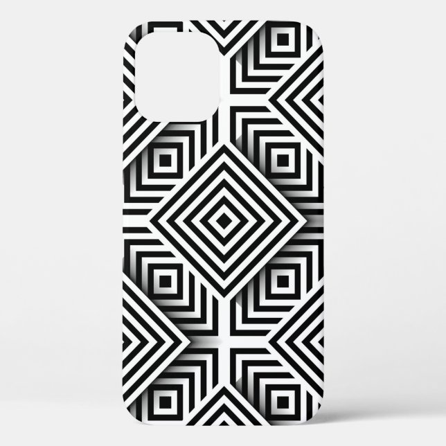 Coques Case-Mate iPhone Motif géométrique. Noir et blanc. Carrés et st (Verso)