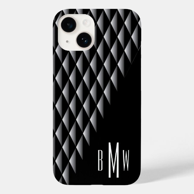 Coques Case-Mate iPhone Motif géométrique noir Monogrammé (Verso)