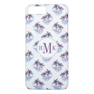 Coques Pour iPhone Motif géométrique pourpre de palmier d'aquarelle
