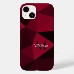 Coque Pour iPhone 14 Motif géométrique rose magenta rouge noir Monogram