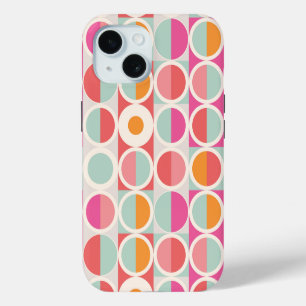 Coque Pour iPhone 15 Motif géométrique rose orange