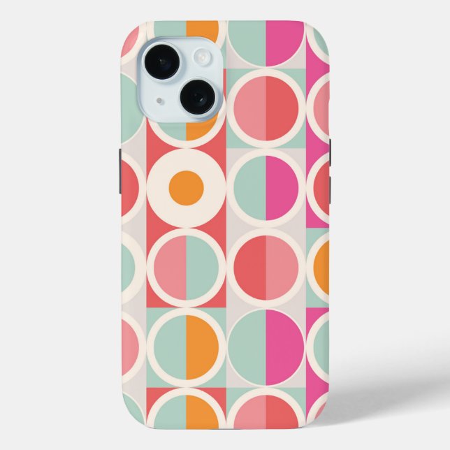 Coques Case-Mate iPhone Motif géométrique rose orange (Verso)