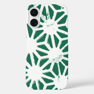 Coque Pour iPhone 16 Motif géométrique vert et blanc