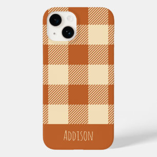 Coque Pour iPhone 14 Motif Gingham Automnal Personnalisé