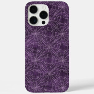 Coques iPhone 16 Pro Max Motif gothique en toile d'araignée violet et argen