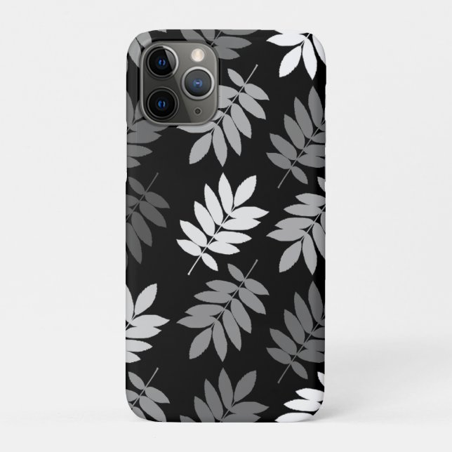 Coques Case-Mate iPhone Motif Grande Feuille Elder Noir Blanc Gris (Dos)