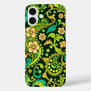 Coques iPhone 16 Plus Motif Green Paisley
