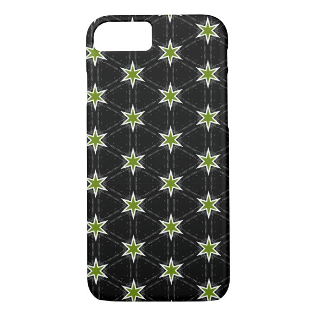 Coques Case-Mate iPhone Motif Green Star sur Arrière - plan noir (Dos)