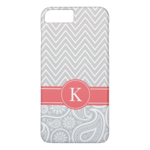 Coque Case-Mate Pour iPhone Motif gris de corail de Chevron Paisley de