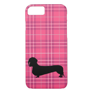 Case-Mate iPhone Case Motif gris fuchsia de teckel de plaid de très bon