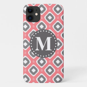 Case-Mate iPhone Case Motif gris rose Ikat Mod avec Monogramme