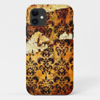 Motif grunge vintage usé de damassé
