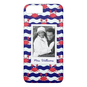 Coque iPhone 7 Plus Motif heureux   de crabes votre photo et nom