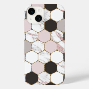 Coque Pour iPhone 14 Motif Hexagon de marbre géométrique moderne