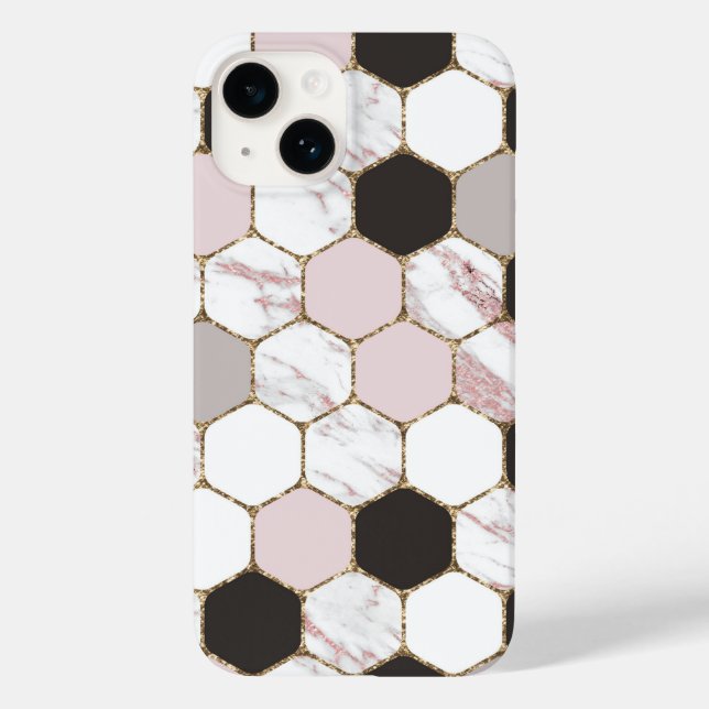 Coques Case-Mate iPhone Motif Hexagon de marbre géométrique moderne (Verso)