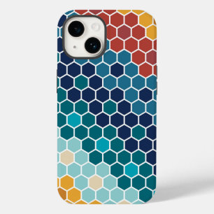 Coque Pour iPhone 14 Motif Hexagon en mosaïque florale colorée
