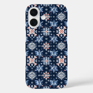 Coque Pour iPhone 16 Motif Hiver Bleu