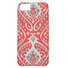 Motif ikat vibrant en rouge et turquoise