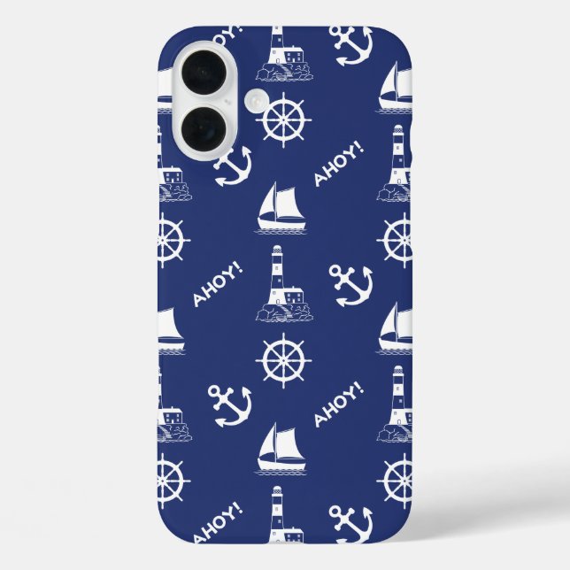 Coques Case-Mate iPhone Motif illustratif de voile blanc+bleu marine (Verso)