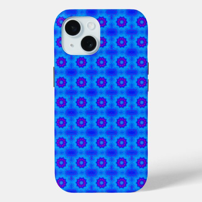 Coques Case-Mate iPhone Motif imprimé africain bleu et violet (Verso)
