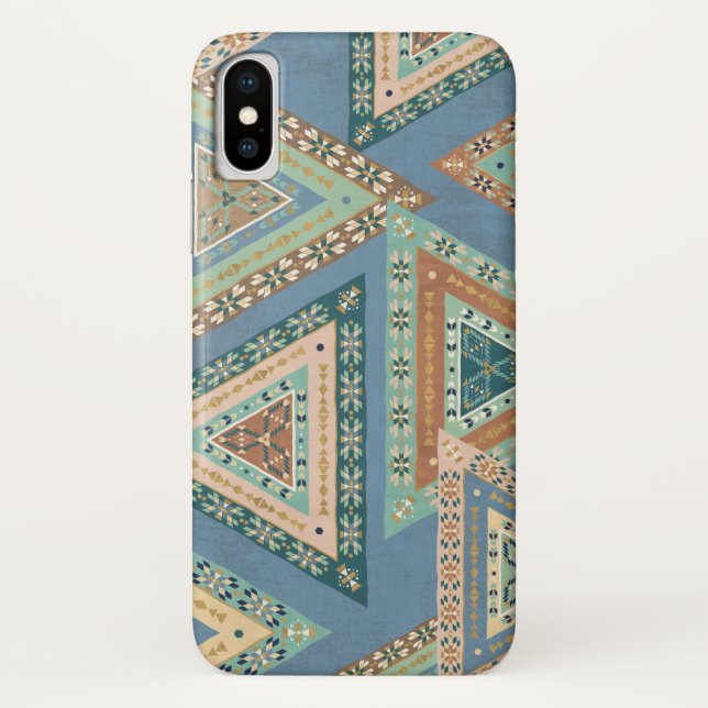 Coques Case-Mate iPhone Motif indien tribal | bleu extérieur de Geo X (Dos)
