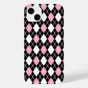 Coque Pour iPhone 14 Plus Motif Jacquard noir et rose sans couture