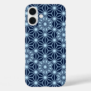iPhone 16 Plus Case Motif japonais Asanoha - bleu indigo