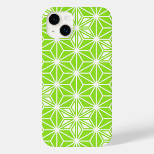 Coque Pour iPhone 14 Plus Motif japonais Asanoha - vert citron clair