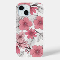 Motif japonais blanc rose Sakura cerisier fleur