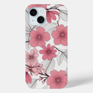 Coque Pour iPhone 15 Motif japonais blanc rose Sakura cerisier fleur