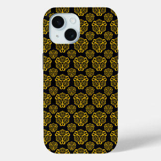 Coque Pour iPhone 15 Motif japonais or et noir