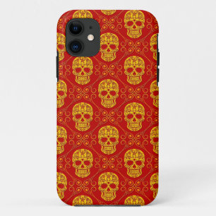 Case-Mate iPhone Case Motif jaune et rouge de crâne de sucre
