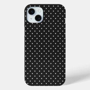 Coque iPhone 15 Mini Motif jaune moutarde à pois blancs Dessous de plat