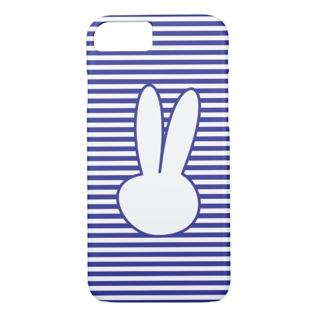 Coques Case-Mate iPhone Motif lapin blanc et rayures bleues (Dos)