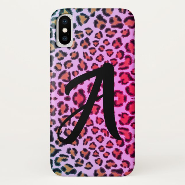 Coques Case-Mate iPhone Motif léopard cheetah rose -monogrammed (Dos)