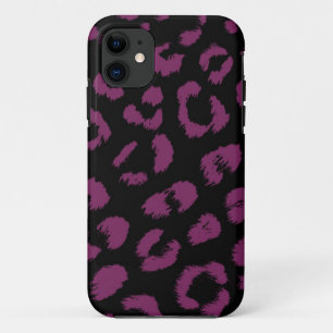 Coque iPhone 11 Motif léopard noir et pourpre