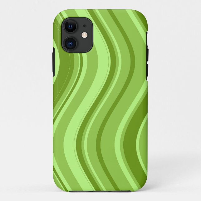 Coques Case-Mate iPhone Motif Lime Green Wavy Stripes (Dos)