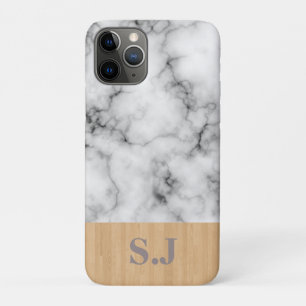 Case-Mate iPhone Case Motif marbre et bois à monogramme