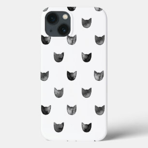 iPhone 13 Coque Motif mignon chic noir et blanc de chat