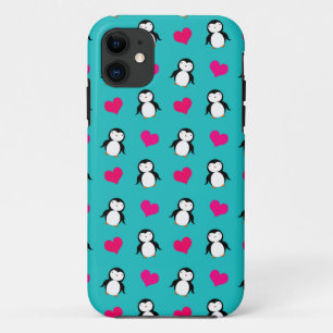 Etui iPhone Case-Mate Motif mignon de coeurs de pingouin de turquoise