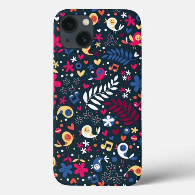 Coques Case-Mate iPhone motif mignon d'oiseaux et de fleurs (Verso)