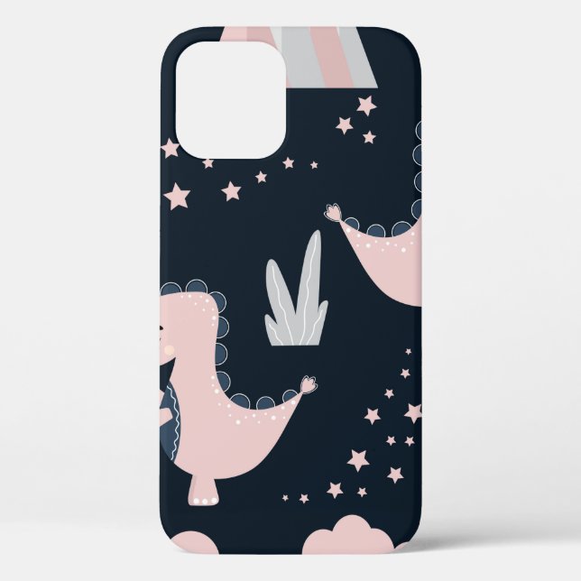 Coques Case-Mate iPhone Motif mignon et transparent avec dinosaures roses  (Verso)