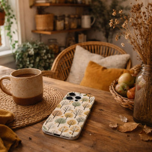 Coque iPhone 15 Pro Max Motif minimaliste de l'arbre d'automne Pastel Forê