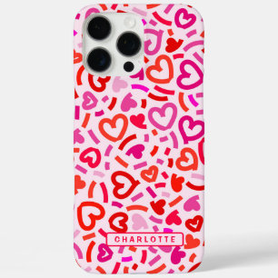 Coques iPhone 16 Pro Max Motif Moderne de Cœur d'Amour Rouge Rose Violet Ro