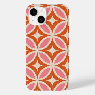 Coque Pour iPhone 14 Motif moderne géométrique rose orange du milieu du