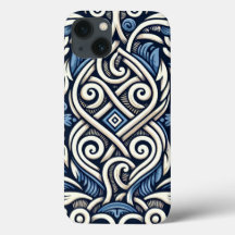 Motif moderne grec bleu et blanc
