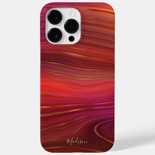 Coques Case-Mate iPhone Motif moderne Sunrise Marbre Agate avec nom (Verso)